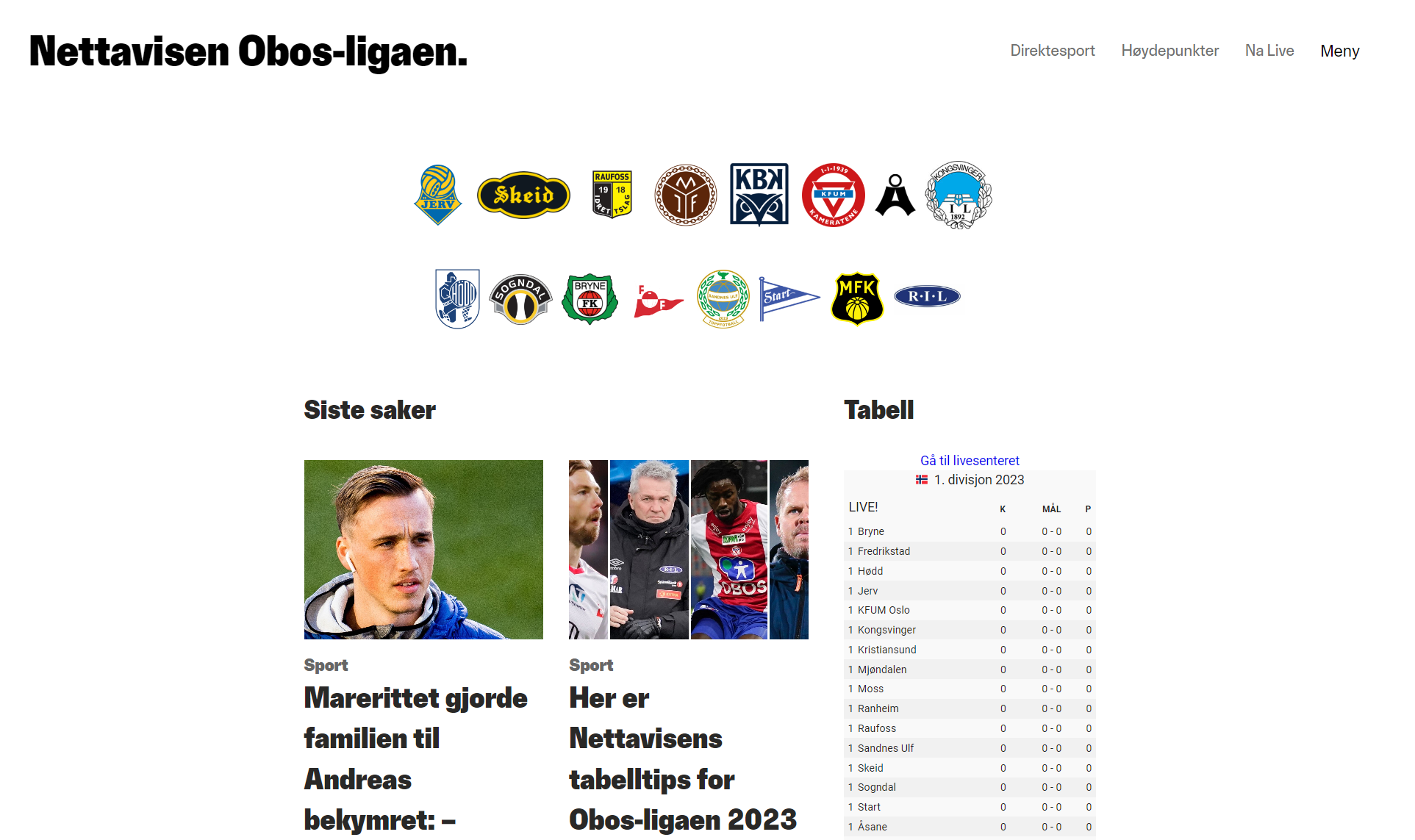 Obos-ligaen Forside - Nettavisen Obos-ligaen.